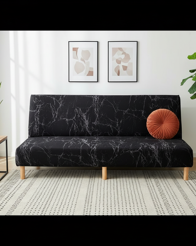 Housse de clic clac noire marbre – Protection canapé convertible – Photo Variation 4