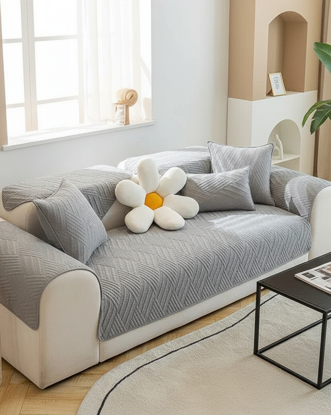 Housse de clic clac gris matelassé scandinave – Protection canapé convertible – Photo Variation 4
