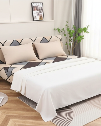 Housse de clic clac beige losanges extensible – Protection canapé convertible – Photo Variation 3