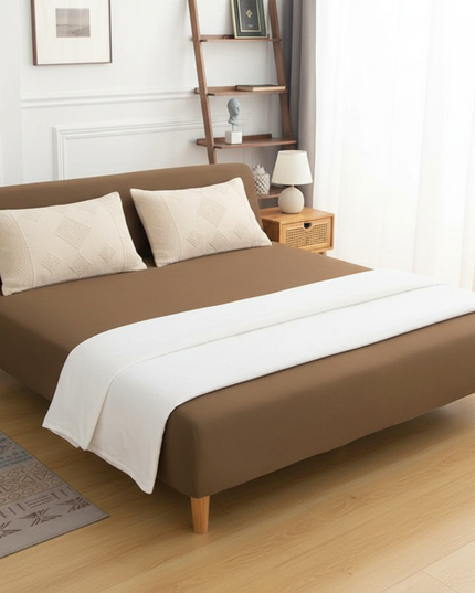 Housse de clic clac marron extensible – Protection canapé convertible – Photo Variation 3