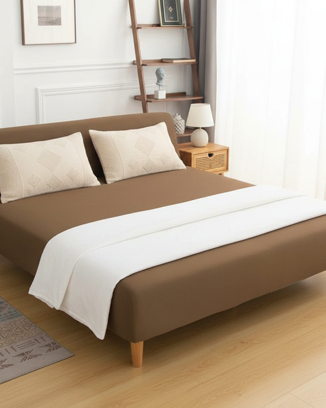 Housse de clic clac marron extensible – Protection canapé convertible – Photo Variation 3