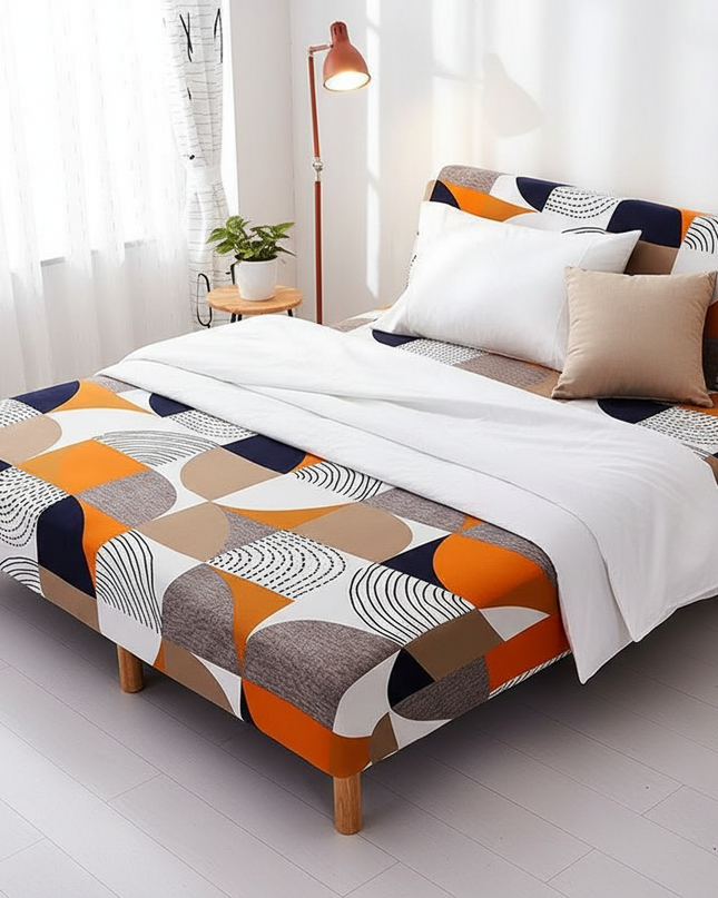 Housse de clic clac géométrique multicolore design – Protection canapé convertible – Photo Variation 3