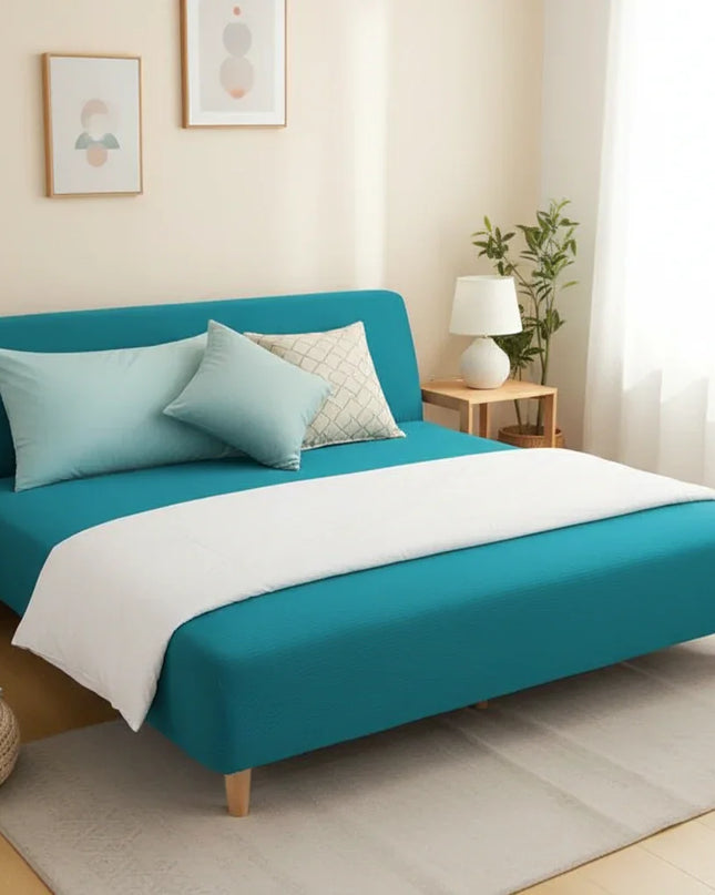 housse clic clac bleue – Protection canapé convertible – Photo Variation 3