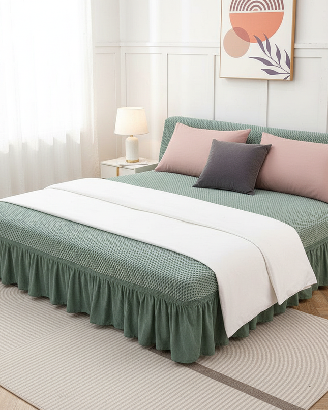 housse clic clac vert sauge – Protection canapé convertible – Photo Variation 3