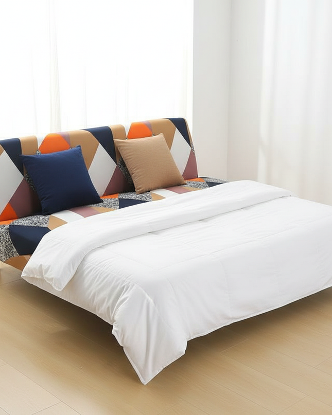 Housse de clic clac motifs géométriques multicolores – Protection canapé convertible – Photo Variation 3