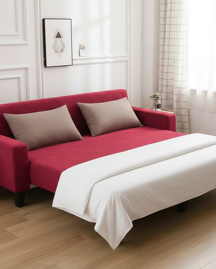 Housse de clic clac bordeaux jacquard extensible – Protection canapé convertible – Photo Variation 3