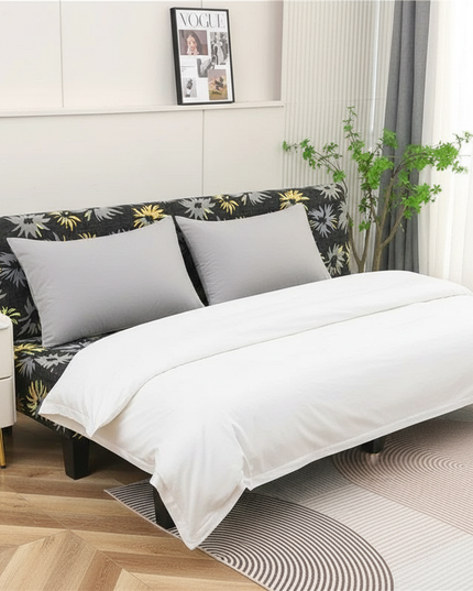 Housse de clic clac motifs fleurs jaunes – Protection canapé convertible – Photo Variation 3