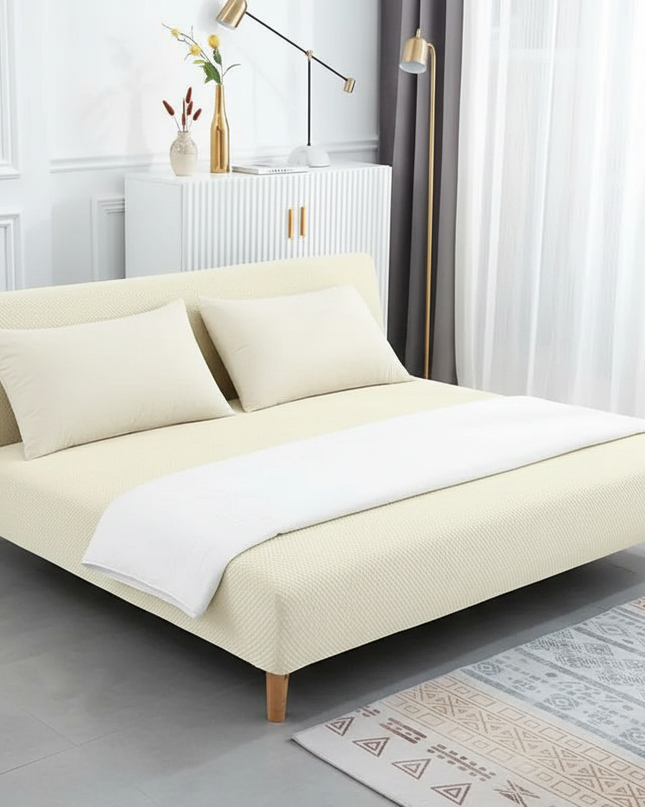 Housse de clic clac crème jacquard – Protection canapé convertible – Photo Variation 3