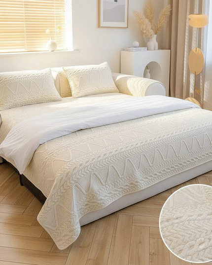 Housse de clic clac écru matelassé nordique – Protection canapé convertible – Photo Variation 3