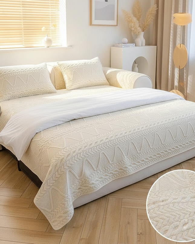 Housse de clic clac écru matelassé nordique – Protection canapé convertible – Photo Variation 3