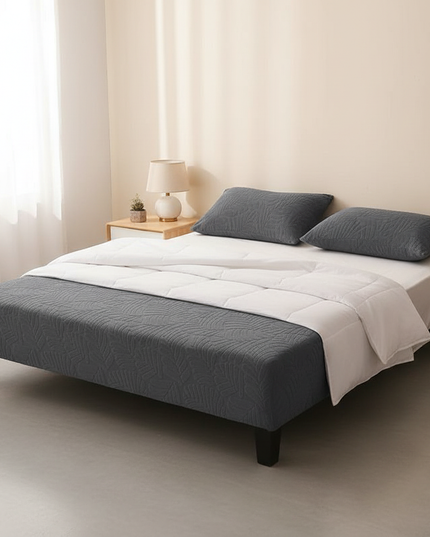 Housse de clic clac grise motif feuille – Protection canapé convertible – Photo Variation 3