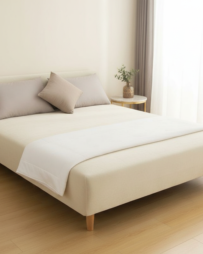 Housse de clic clac beige sans accoudoirs – Protection canapé convertible – Photo Variation 3