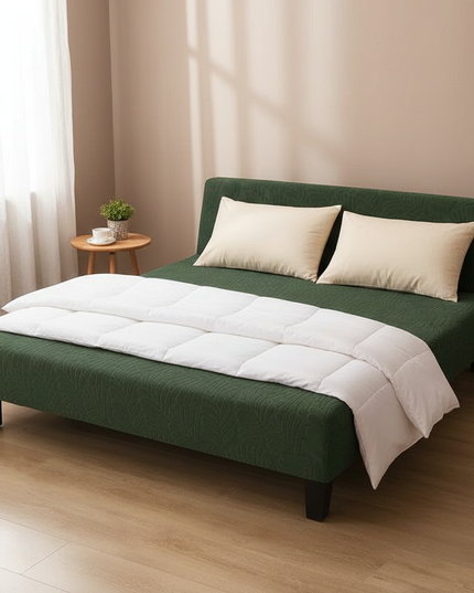 Housse de clic clac vert feuillage jacquard – Protection canapé convertible – Photo Variation 3