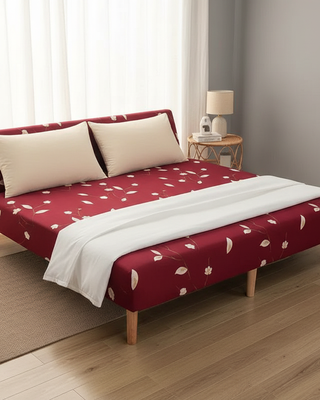 Housse de clic clac Bordeaux floral – Protection canapé convertible – Photo Variation 3