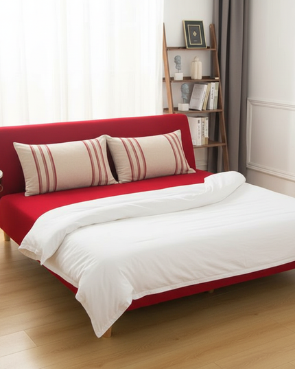 Housse de clic clac rouge unie élastique – Protection canapé convertible – Photo Variation 3