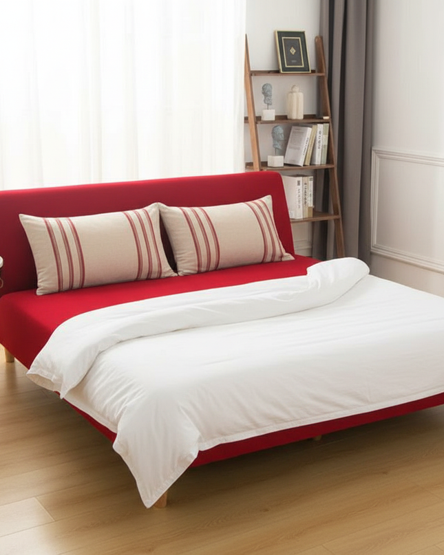 Housse de clic clac rouge unie élastique – Protection canapé convertible – Photo Variation 3