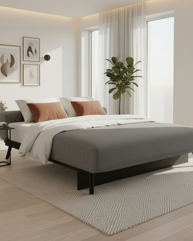 Housse de clic clac gris texturé imperméable – Protection canapé convertible – Photo Variation 3