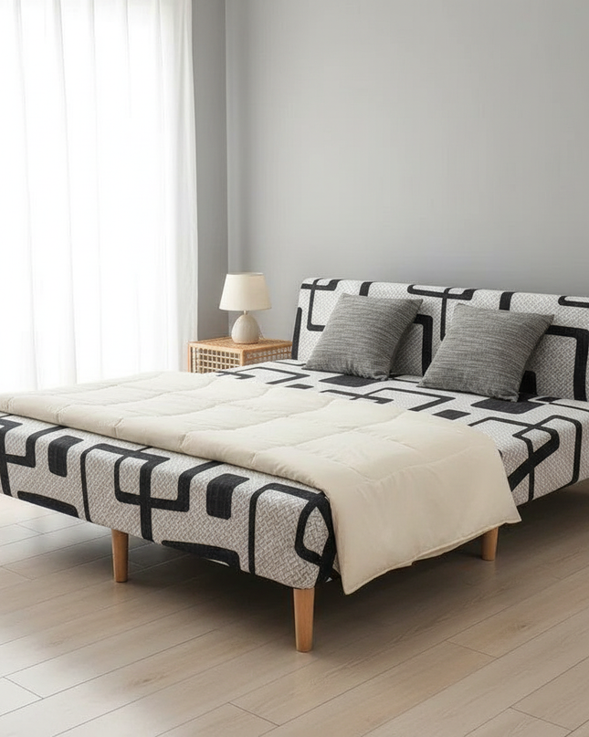 Housse de clic clac géométrique noir clair – Protection canapé convertible – Photo Variation 3