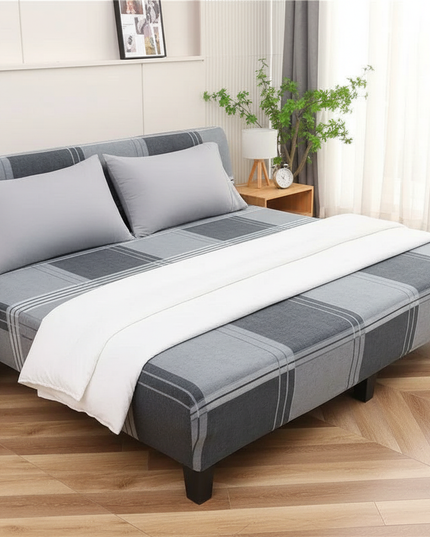 Housse de clic clac à carreaux gris – Protection canapé convertible – Photo Variation 3