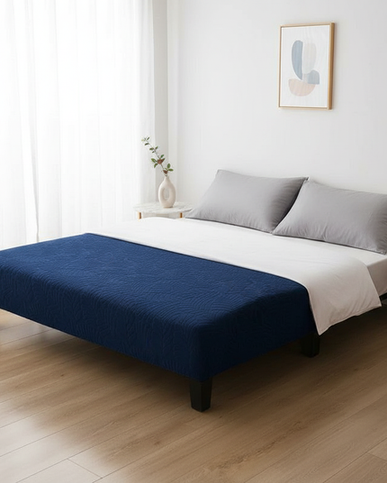 Housse de clic clac bleu marine motifs extensible – Protection canapé convertible – Photo Variation 3