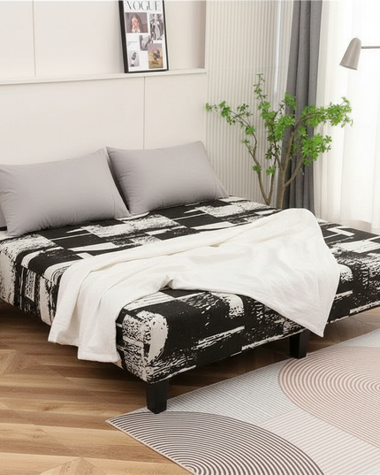 Housse de clic clac imprimée abstraite noir-blanc – Protection canapé convertible – Photo Variation 3