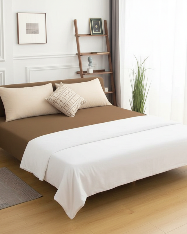 Housse de clic clac unie marron stretch – Protection canapé convertible – Photo Variation 3