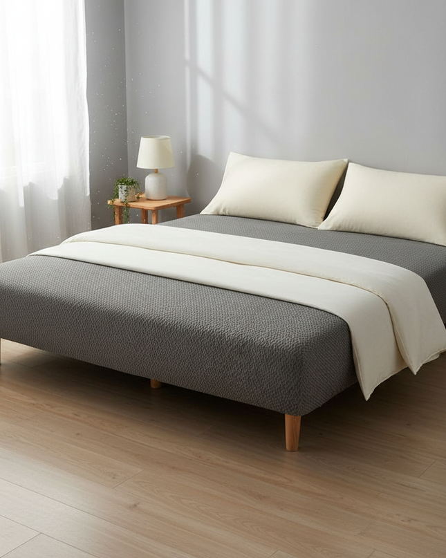 Housse de clic clac grise jacquard extensible – Protection canapé convertible – Photo Variation 3