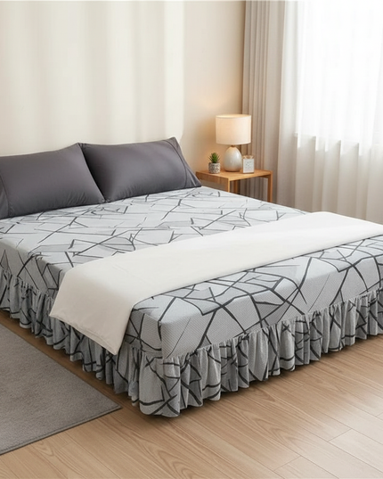 Housse de clic clac jupe grise géométrique – Protection canapé convertible – Photo Variation 3