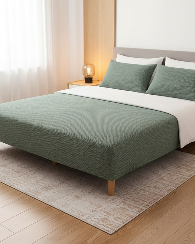 Housse de clic clac jacquard vert élastique – Protection canapé convertible – Photo Variation 3