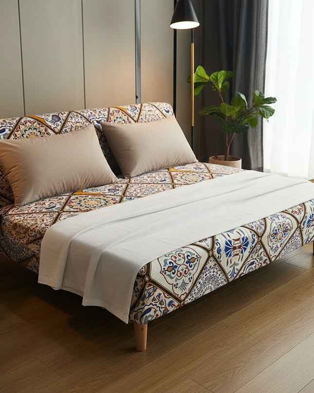 Housse de clic clac azulejos bohème – Protection canapé convertible – Photo Variation 3