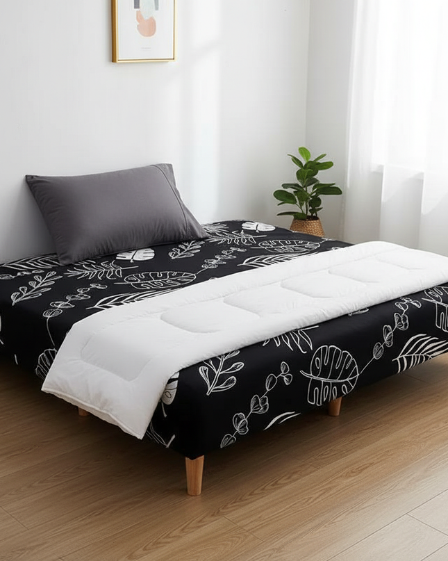 Housse de clic clac noire feuilles tropicales – Protection canapé convertible – Photo Variation 3