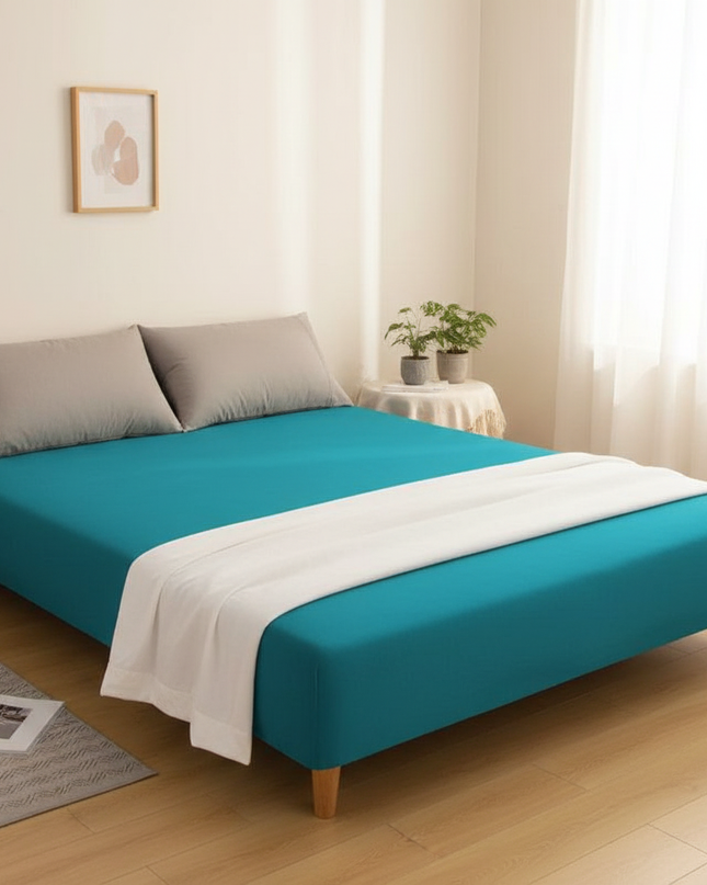 Housse de clic clac extensible bleu canard – Protection canapé convertible – Photo Variation 3