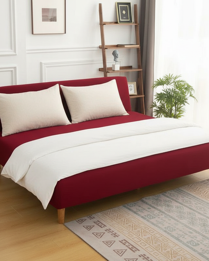 Housse de clic clac bordeaux sans accoudoirs. – Protection canapé convertible – Photo Variation 3