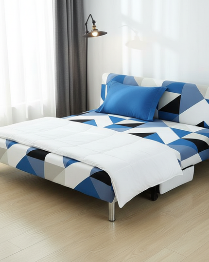 Housse de clic clac imprimé floral bleu – Protection canapé convertible – Photo Variation 3