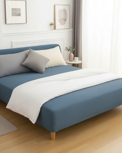 Housse de clic clac bleu canard extensible – Protection canapé convertible – Photo Variation 3