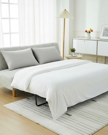 Housse de clic clac motif feuilles gris – Protection canapé convertible – Photo Variation 3