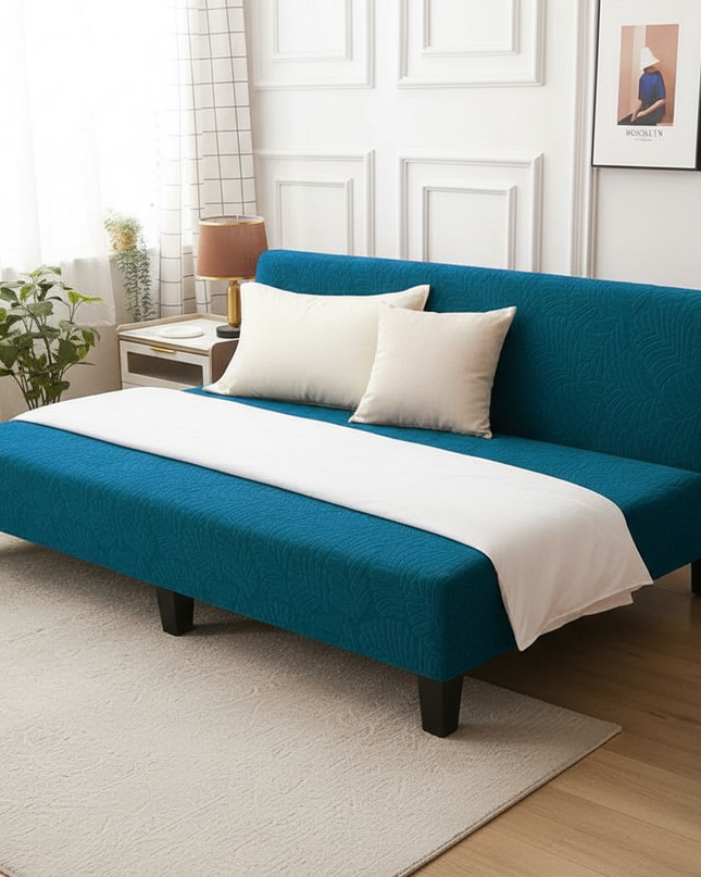 Housse de clic clac bleu canard motifs – Protection canapé convertible – Photo Variation 9