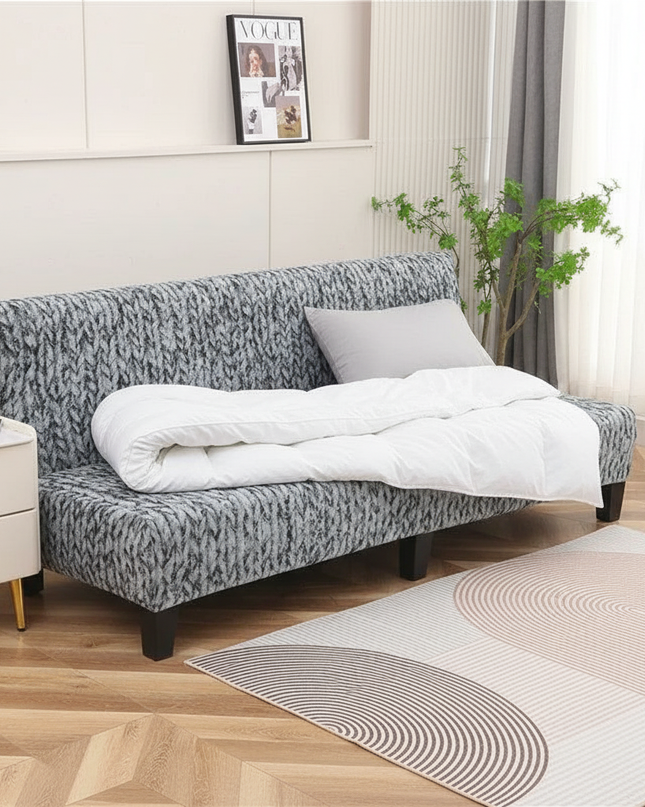 Housse de clic clac grise tricoté – Protection canapé convertible – Photo Variation 3