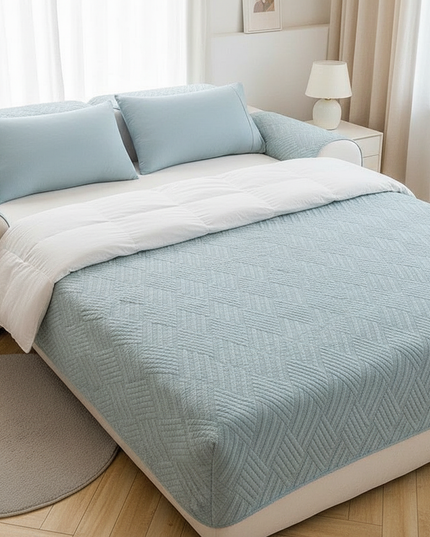 Housse de clic clac bleu matelassée antidérapante – Protection canapé convertible – Photo Variation 3