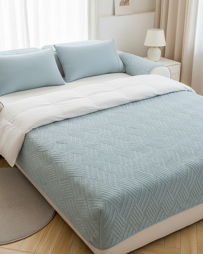 Housse de clic clac bleu matelassée antidérapante – Protection canapé convertible – Photo Variation 3