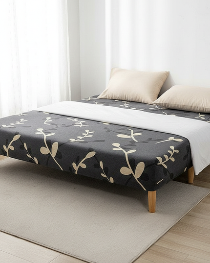 Housse de clic clac extensible feuilles grises. – Protection canapé convertible – Photo Variation 3