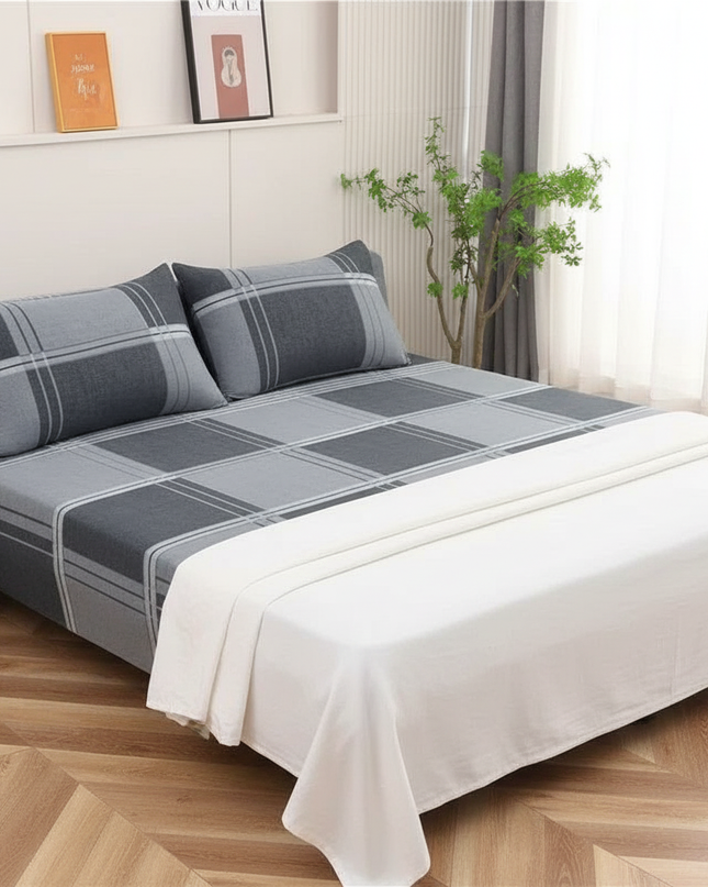 Housse de clic clac extensible carreaux gris – Protection canapé convertible – Photo Variation 3