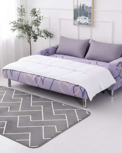 Housse de clic clac motif cœurs lavande – Protection canapé convertible – Photo Variation 3