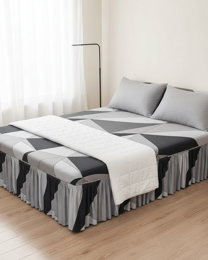 Housse de clic clac géométrique grise jupe – Protection canapé convertible – Photo Variation 3