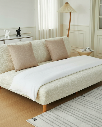 Housse de clic clac Écru Jacquard Stretch – Protection canapé convertible – Photo Variation 3