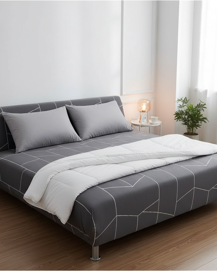 Housse de clic clac spandex anthracite géométrique – Protection canapé convertible – Photo Variation 3