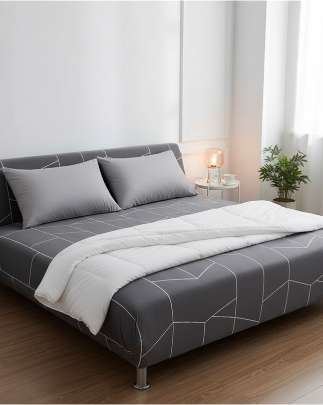 Housse de clic clac spandex anthracite géométrique – Protection canapé convertible – Photo Variation 3