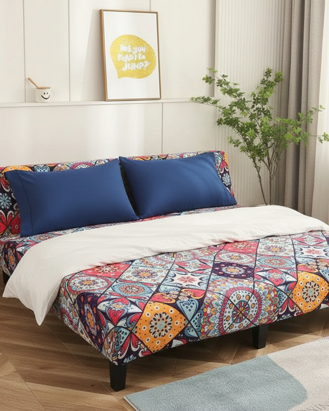 Housse de clic clac motifs mandalas colorés – Protection canapé convertible – Photo Variation 3