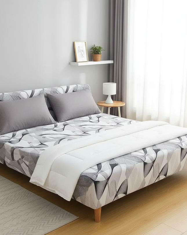 Housse de clic clac motifs abstraits noir gris – Protection canapé convertible – Photo Variation 3