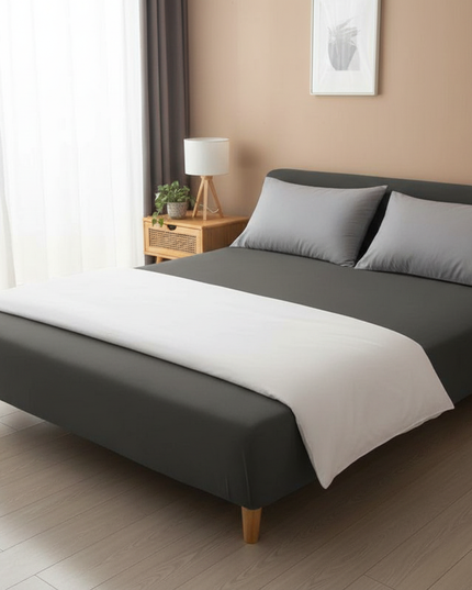 Housse de clic clac sans accoudoirs gris anthracite – Protection canapé convertible – Photo Variation 3